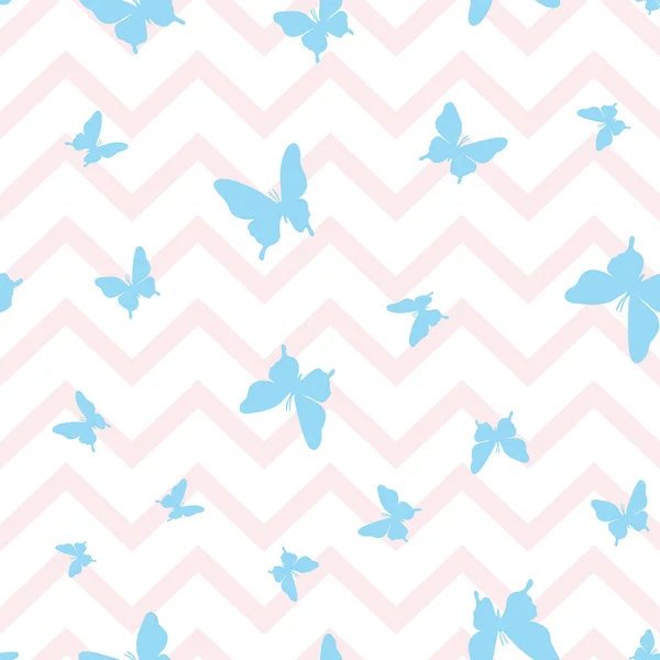 无缝蝴蝶矢量重复图案背景 色彩斑斓的春天墙纸 漂亮蝴蝶的轮廓设计 — 图库矢量图片