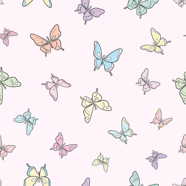 Pastel Butterfly Seamless Repeat Pattern Design Cute Butterfly Vector Wallpaper — Stock Vector