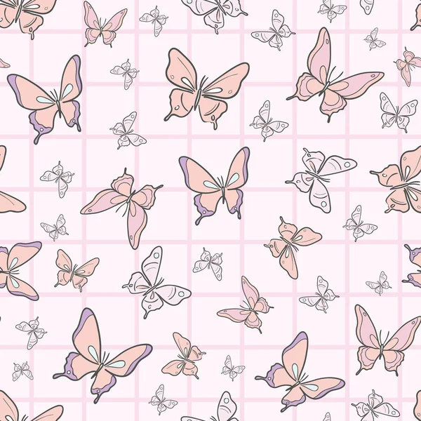 Schmetterling Wiederholen Muster Hintergrund Nahtlose Bunte Frühlingsmuster — Stockvektor