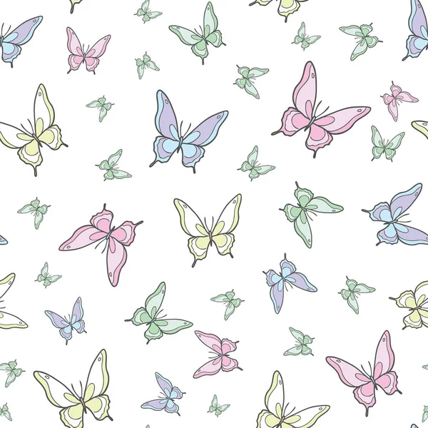 Girly Schmetterlingsmuster Nahtloser Vektorhintergrund Niedliche Frühlings Tapete — Stockvektor