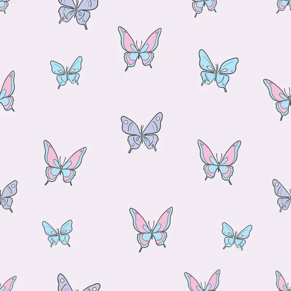 Vector Butterfly Spring Pattern Seamless Repeat Background Girly Wallpaper — Stock Vector