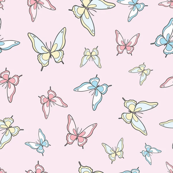 Pastel Mariposa Diseño Patrón Repetición Sin Costuras Lindo Fondo Pantalla — Vector de stock