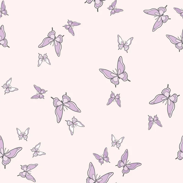 Pastel kelebek kusursuz tekrar desenli dizayn, sevimli kelebek vektör duvar kağıdı. Kız yay desenli arkaplan.