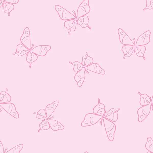 Rose Ligne Art Vecteur Papillon Sans Couture Motif Répétition Conception — Image vectorielle