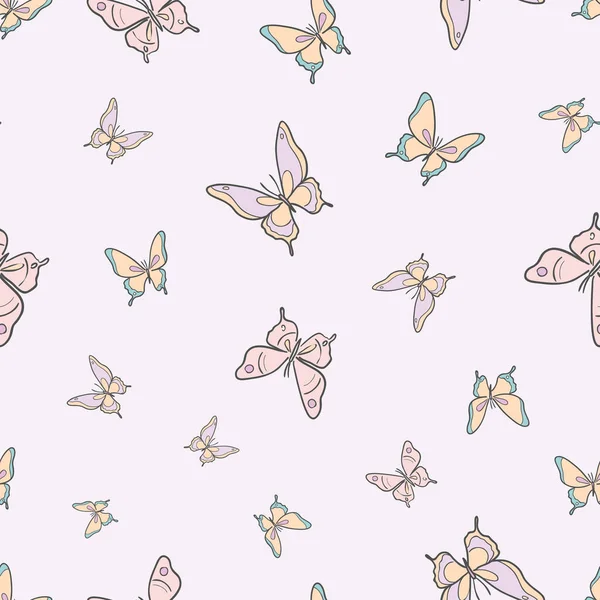 Pastel Mariposa Diseño Patrón Repetición Sin Costuras Lindo Fondo Pantalla — Vector de stock