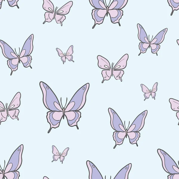 Pastel Mariposa Diseño Patrón Repetición Sin Costuras Lindo Fondo Pantalla — Vector de stock