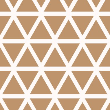 Üçgen geometrik vektör şablonu, üçgenli arka plan, kusursuz soyut tekrarlı duvar kağıdı. Kahverengi desen.