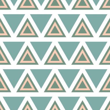Üçgen geometrik vektör şablonu, üçgenli arka plan, kusursuz soyut tekrarlı duvar kağıdı. Yeşil desen.