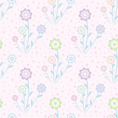 Vektör çiçek deseni, pürüzsüz çiçek arkaplanı, renkli pastel desen.