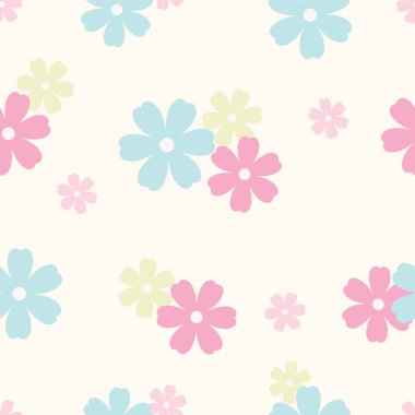 Vektör çiçek deseni, tatlı pastel çiçekli arka plan, kusursuz tekrar eden duvar kağıtları. Kız işi bahar deseni.