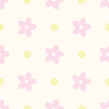Vektör çiçek deseni, kusursuz çiçek arkaplanı, basit çiçek deseni. Pastel geometrik çiçek deseni. Basit tasarım.