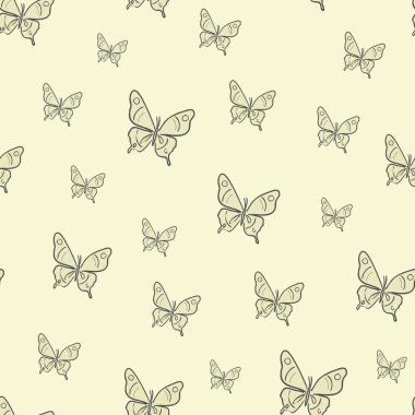 Vektör kelebeği kusursuz tekrarlanmayan desen tasarımı arka planı. Sarı kelebekler, yaz için mükemmel desenler..