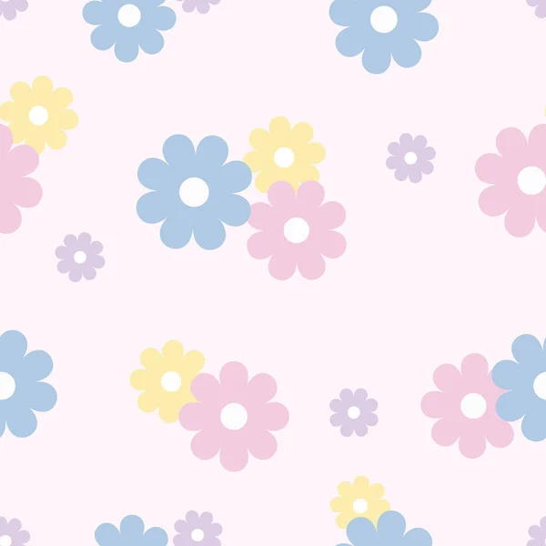 Vector Flower Pattern Seamless Floral Background Colorful Simple Pattern — Stock Vector
