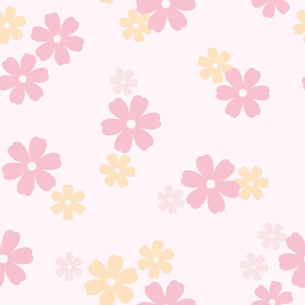 Cute Vector Flower Pattern Seamless Repeat Pattern Background Pastel Pink — Stock Vector