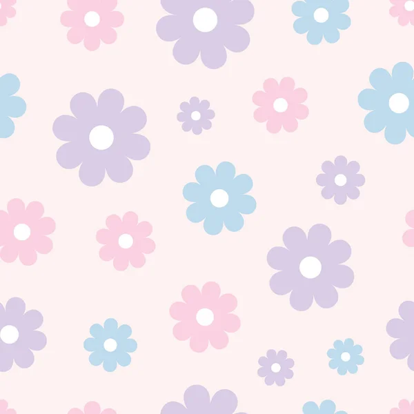 Niedliches Pastellfarbenes Blumenvektormuster Nahtlos Wiederholtes Muster Mit Einfachen Geometrischen Blumen — Stockvektor