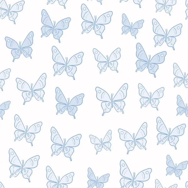 矢量蝴蝶无缝重复图案设计背景 蓝色蝴蝶图案 — 图库矢量图片