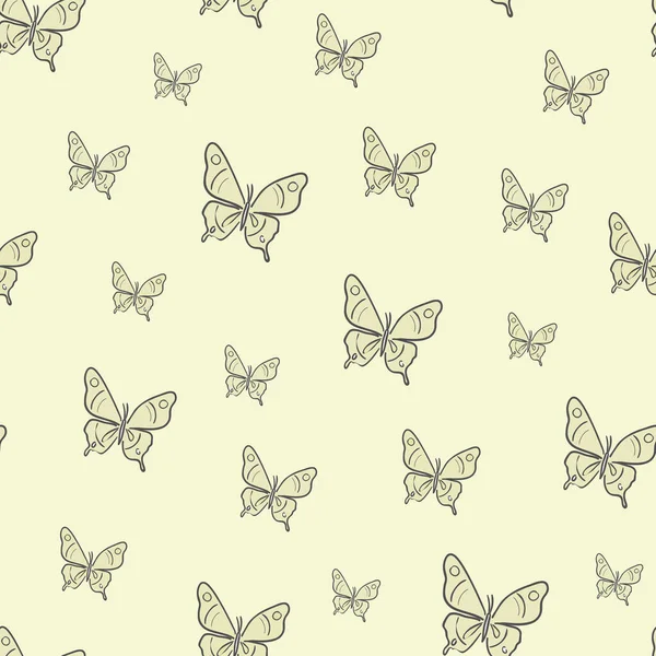 Vector Butterfly Seamless Repeat Pattern Design Background Yellow Butterflies Perfect — Stock Vector