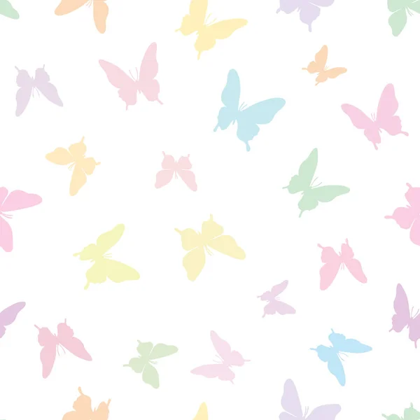 Απρόσκοπτη Πεταλούδα Διάνυσμα Επαναλαμβανόμενο Μοτίβο Φόντο Πολύχρωμη Ανοιξιάτικη Ταπετσαρία Χαριτωμένη — Διανυσματικό Αρχείο