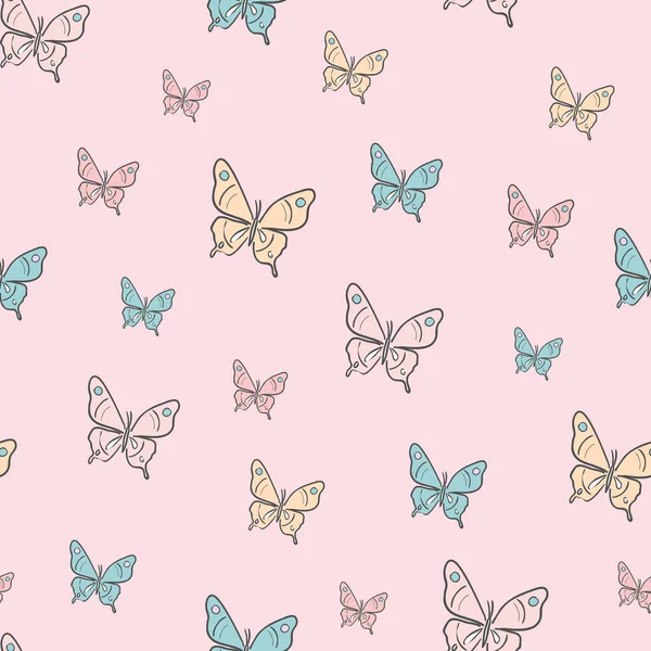 Пастельная Бабочка Бесшовный Повторяющийся Дизайн Шаблона Милые Векторные Обои Бабочка — стоковый вектор