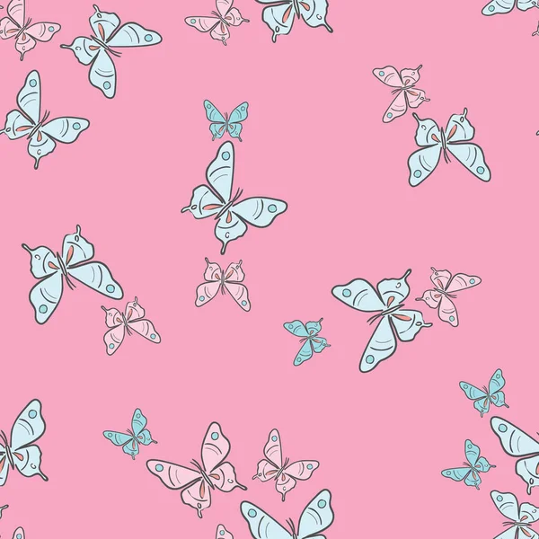 Vector Mariposa Sin Costuras Patrón Repetición Fondo Patrón Mariposa Rosa — Vector de stock