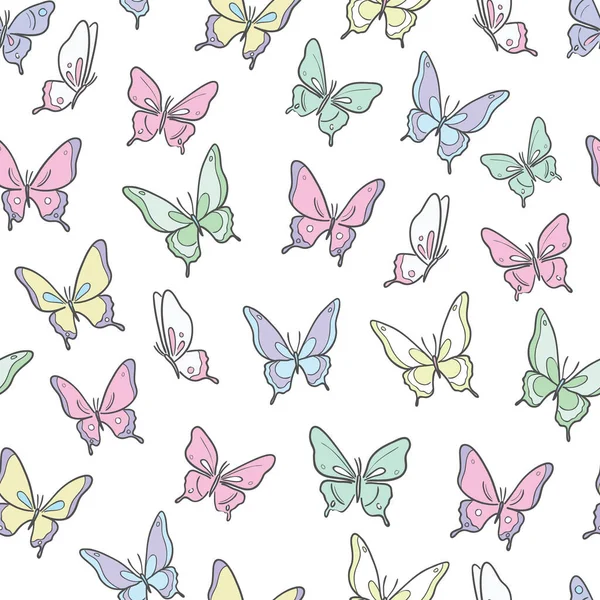 Vector Butterfly Federmuster Nahtlose Wiederholung Hintergrund Girly Tapete — Stockvektor