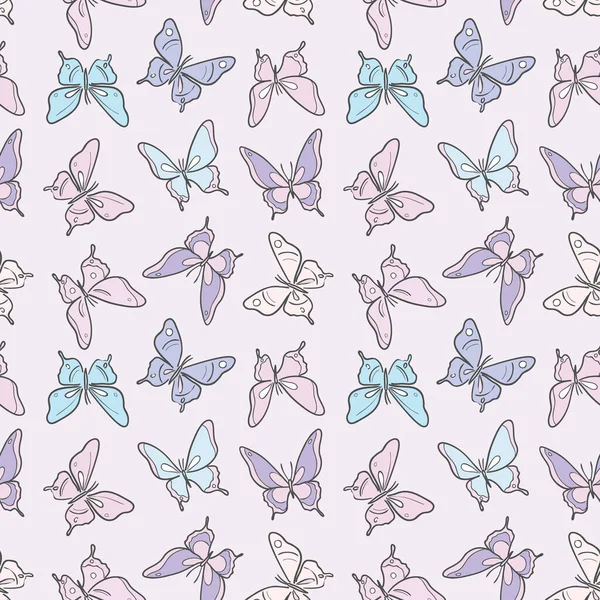 Pastel kelebek kusursuz tekrar desenli dizayn, sevimli kelebek vektör duvar kağıdı. Kız yay desenli arkaplan.