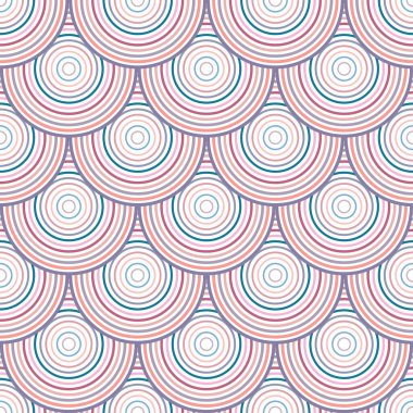 Renkli balık ölçekli desen, tekrarlayan daireler, geometrik kusursuz tekrarlanmayan vektör arkaplanı.