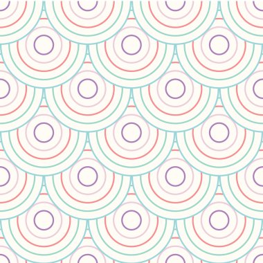 Renkli balık ölçekli desen, tekrarlayan daireler, geometrik kusursuz tekrarlanmayan vektör arkaplanı.