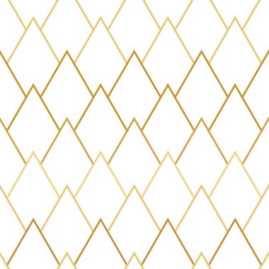 Altın ve beyaz üçgen desen, minimalist vektör arkaplan, sonsuz tekrar kiremit