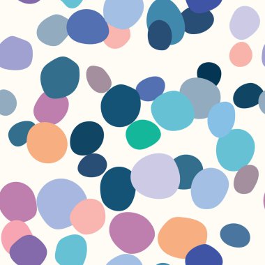 Renkli nokta deseni, rastgele şekiller, modern soyut vektör arkaplanı, pürüzsüz tekrar kiremit.