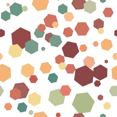 Altıgen desenli, pürüzsüz fayans, geometrik şekillerle dağınık tekrar, vektör arkaplan.