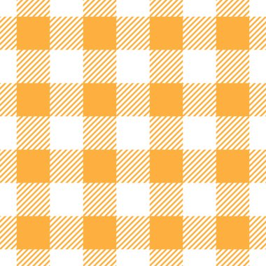 Turuncu ve beyaz gingham deseni, kareli ekose vektör tekrar arkaplan