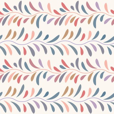 Renkli yaprak vektör deseni, pürüzsüz botanik iz, çelenk arkaplan, sonu gelmeyen tekrar eden fayans..