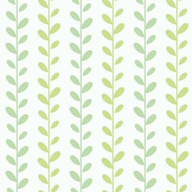 Pastel yeşili, taze yapraklar, yaprak vektör deseni, pürüzsüz botanik izi, çelenk arka planı, sonu gelmeyen tekrar eden fayans..
