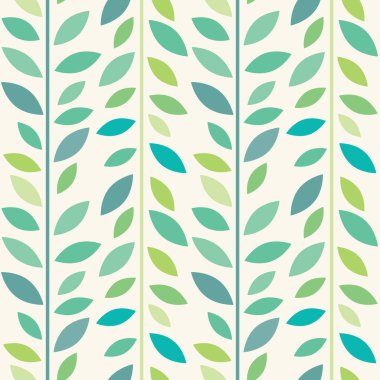 Canlı yeşil yapraklar vektör deseni, pürüzsüz botanik iz, çelenk arkaplan, bitmeyen tekrar eden fayans.