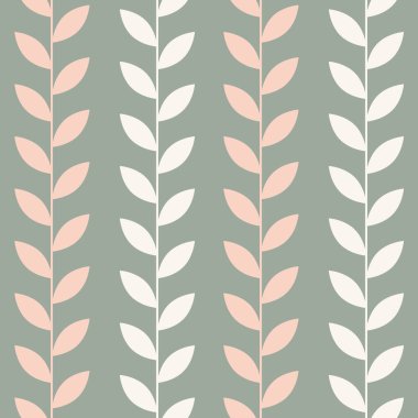 Yaprak vektör deseni, pürüzsüz botanik iz, çelenk arka planı, sonu gelmeyen tekrar eden fayans..