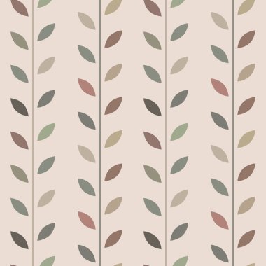 Kahverengi yaprak vektör deseni, pürüzsüz botanik iz, çelenk arka planı, sonu gelmeyen tekrar eden fayans..