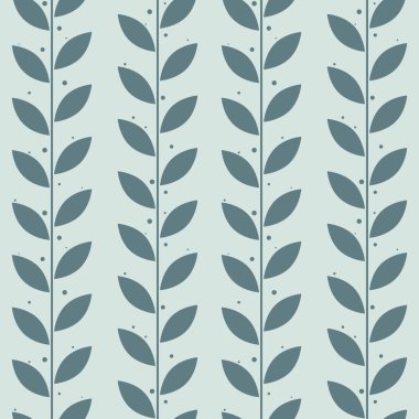 Yeşil yaprak vektör deseni, pürüzsüz botanik iz, çelenk arka planı, sonu gelmeyen tekrar eden fayans..