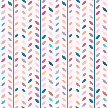 Renkli yaprak vektör deseni, pürüzsüz botanik iz, çelenk arkaplan, sonu gelmeyen tekrar eden fayans..