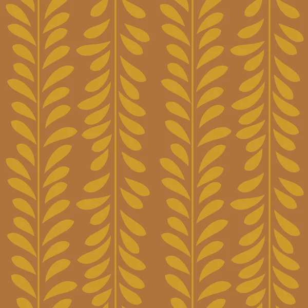 茶色の葉のベクトルパターン シームレスな植物プリント ガーランドの背景 無限の繰り返しタイル — ストックベクタ