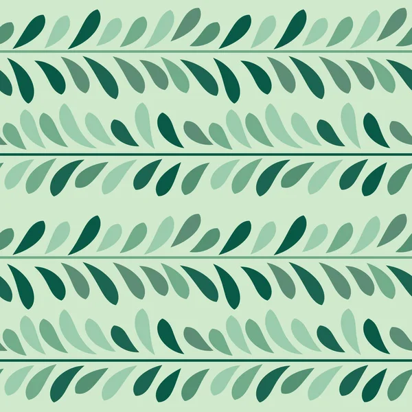Green Horizontal Leaf Vector Pattern Seamless Botanical Print Garland Background — Stockvektor