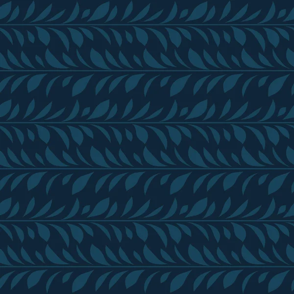 Dark Blue Leaf Vector Pattern Seamless Botanical Print Garland Background — Stockvektor