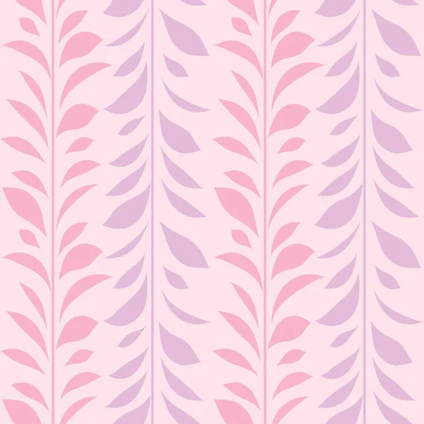 Pastel Patrón Vectores Hoja Rosa Púrpura Impresión Botánica Sin Costuras — Vector de stock