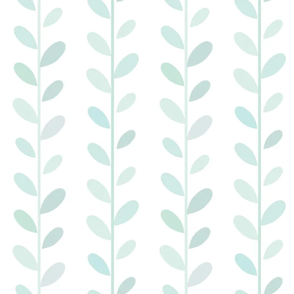 Pastel Blue Green Leaf Vector Pattern Seamless Botanical Print Garland — Vector de stock