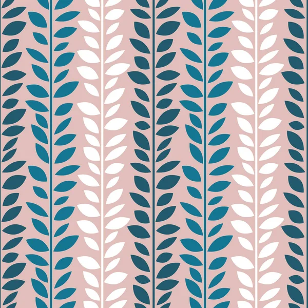 Blue White Leaf Vector Pattern Seamless Botanical Print Garland Background — Vector de stock