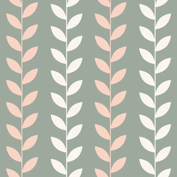 Leaf Vector Pattern Seamless Botanical Print Garland Background Endless Repeating — Vetor de Stock