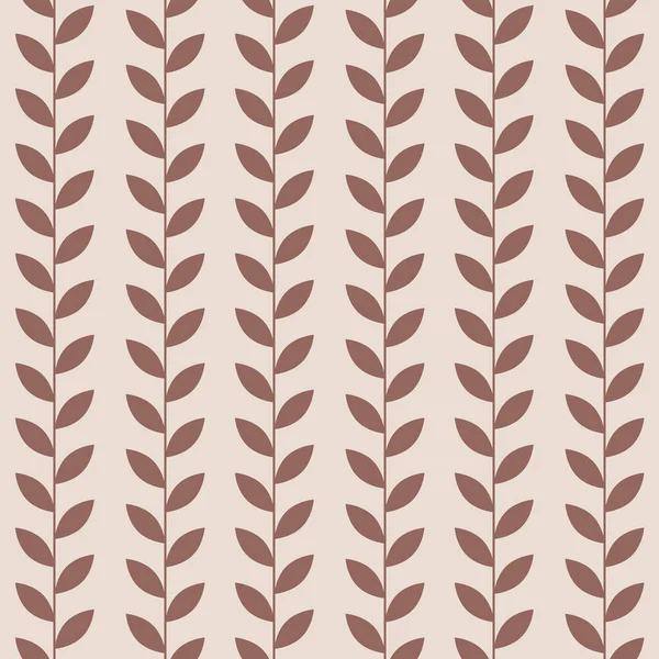 Brown Retro Leaf Vector Pattern Seamless Botanical Print Garland Background — Vetor de Stock