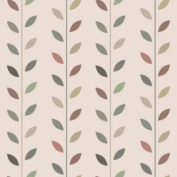 Brown Leaf Vector Pattern Seamless Botanical Print Garland Background Endless — Vetor de Stock