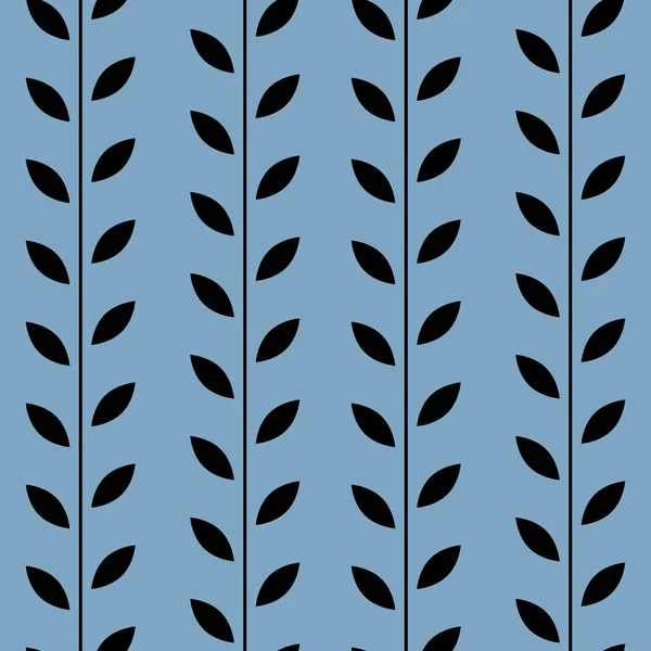 Zwart Blauw Blad Vector Patroon Naadloze Botanische Print Slinger Achtergrond — Stockvector