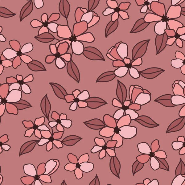 Modèle Floral Abstrait Dessiné Main Fond Printanier Avec Fleurs Tuile — Image vectorielle